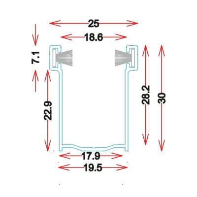 GU3019 - Guide in alluminio estruso - Barre da 6.8M