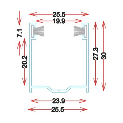 GU3025 - Guide in alluminio estruso - Barre da 6.8M