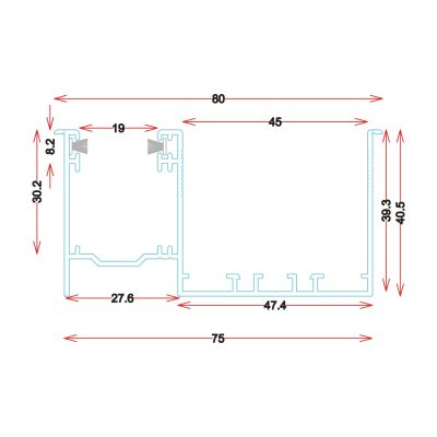 G75I - Profilo predisposizione con guida tapparella per incasso da 75mm - Barre da 6.8M