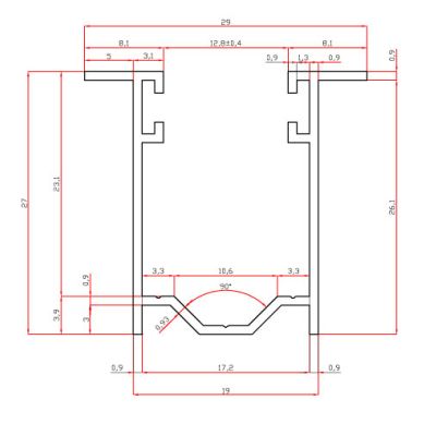 GU2719 Guida in alluminio estruso Su misura