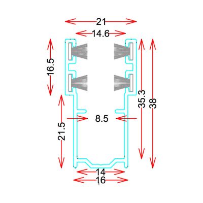 GU3816 - Guide in alluminio estruso - Barre da 6.8M