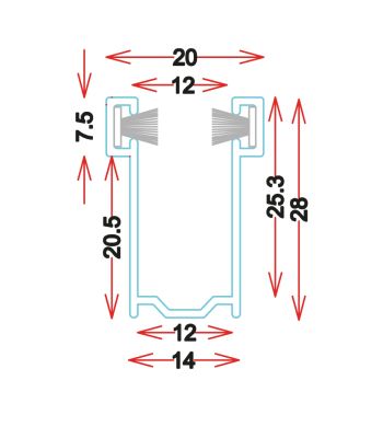 GU2814 Guida in alluminio estruso Barre da 6.5M