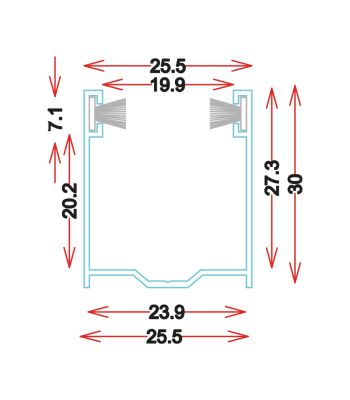 GU3025 - Guide in alluminio estruso - Barre da 6.5M