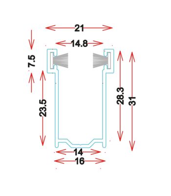 GU3116 - Guide in alluminio estruso - Barre da 6.5M