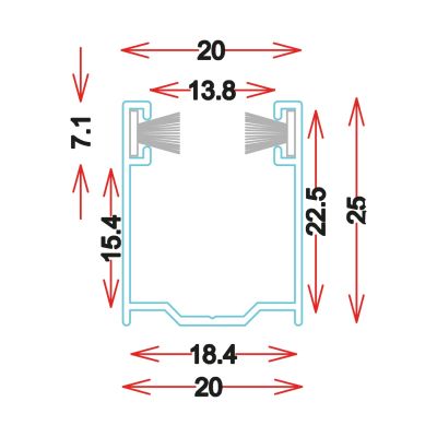 GU2520 Guida in alluminio estruso SU MISURA