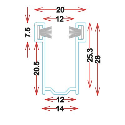 GU2814 Guida in alluminio estruso Barre da 6.5M