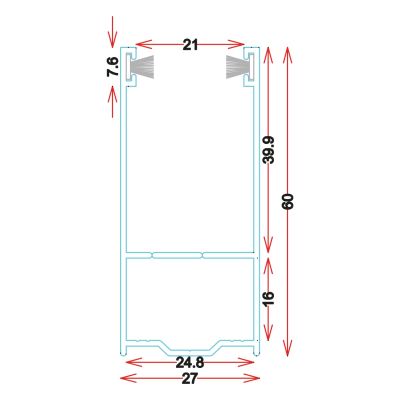 GU6027 - Guide in alluminio estruso - Barre da 6.5M