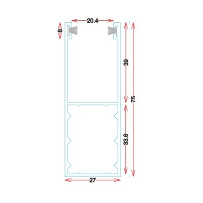 GU7527 Guida in alluminio estruso - Barre da 6.5M