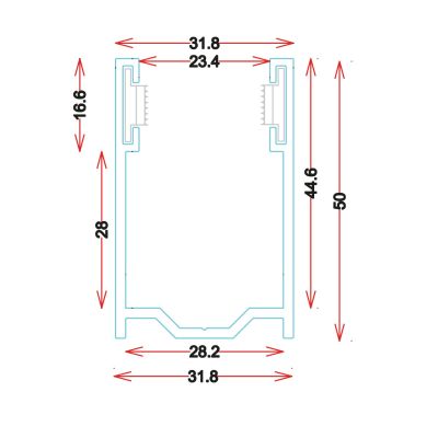GU50B - Guide in alluminio estruso - Barre da 6.5M per Serrande