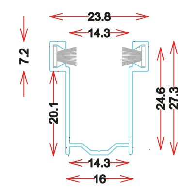 GU2814 Guida in alluminio estruso Barre da 6.5M